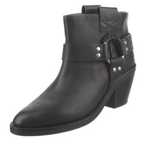 Black leather moto boot